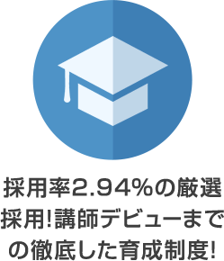 採用率2.94％の厳選採用!講師デビューまでの徹底した育成制度!